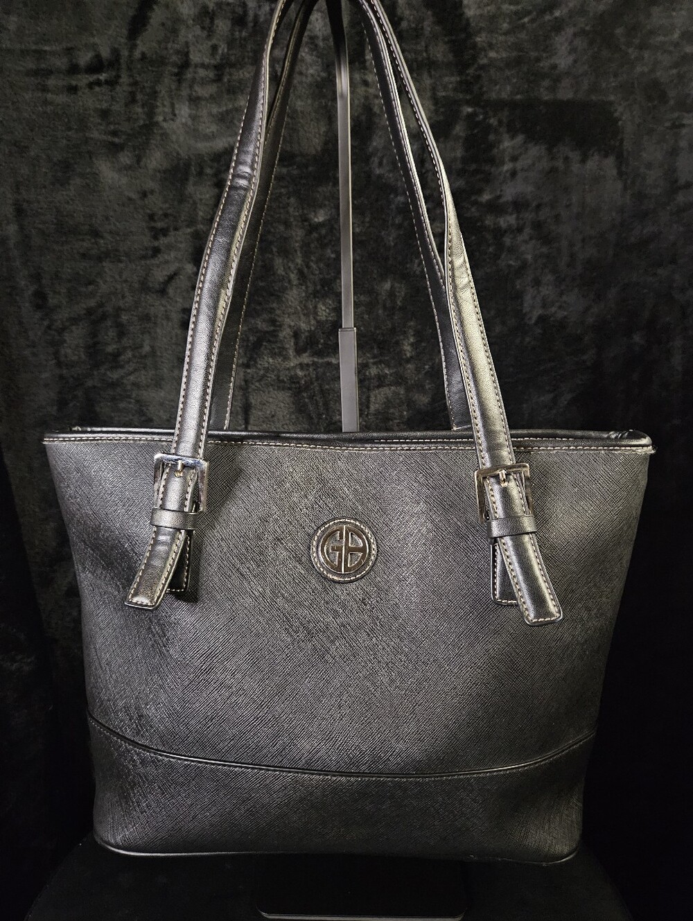 Giani Bernini Black Saffiano Faux- Leather Tote Bag